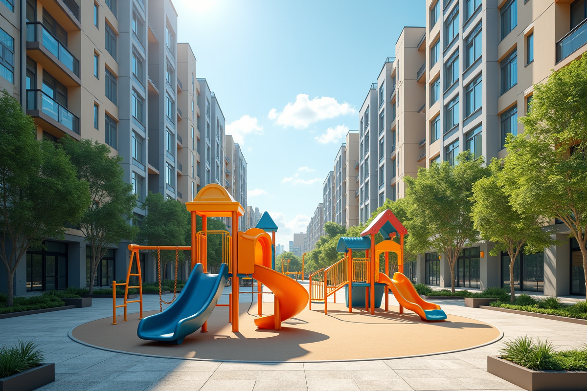 aire de jeux pour enfants vide dans une ville moderne