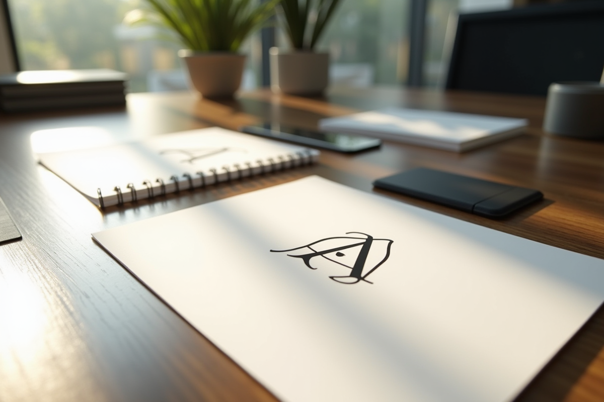 Bureau moderne avec logos minimalistes débutant par A