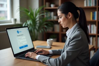 Employée RATP connectée à la messagerie extranet depuis son ordinateur personnel à domicile