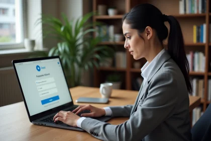 Employée RATP connectée à la messagerie extranet depuis son ordinateur personnel à domicile