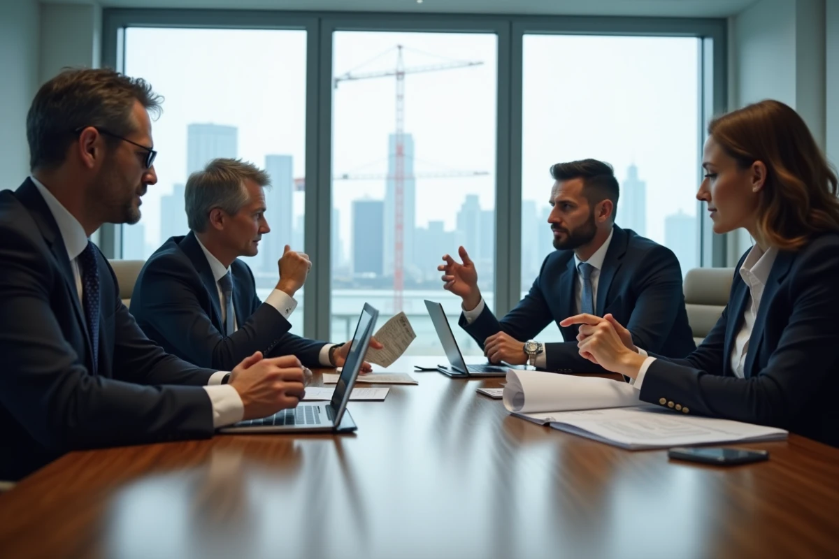 Groupe d'executifs en réunion dans un bureau moderne