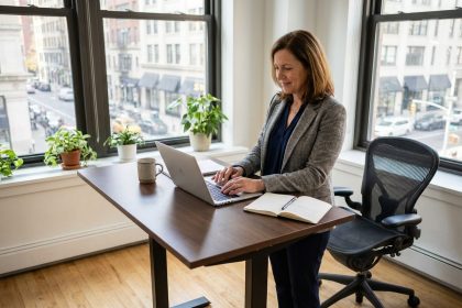 Femme d affaires au bureau moderne et lumineux