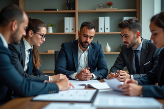 Groupe de professionnels en réunion d'affaires