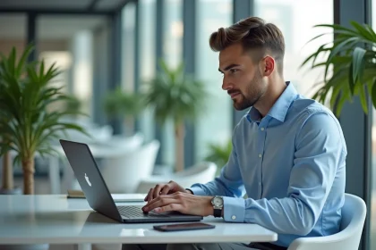 Jeune homme d'affaires analysant des leads de vente au bureau