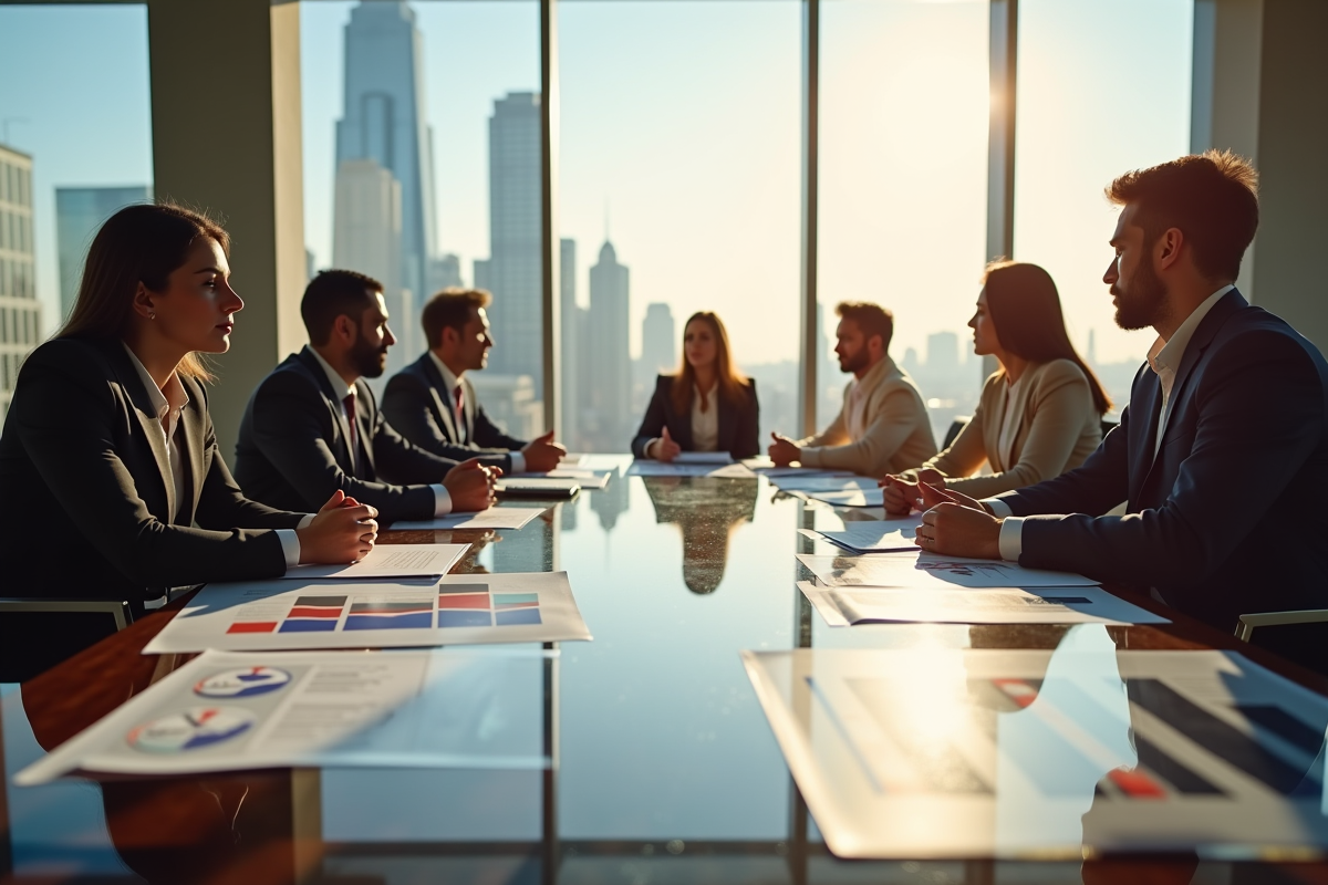 groupe de professionnels discutant de statistiques urbaines