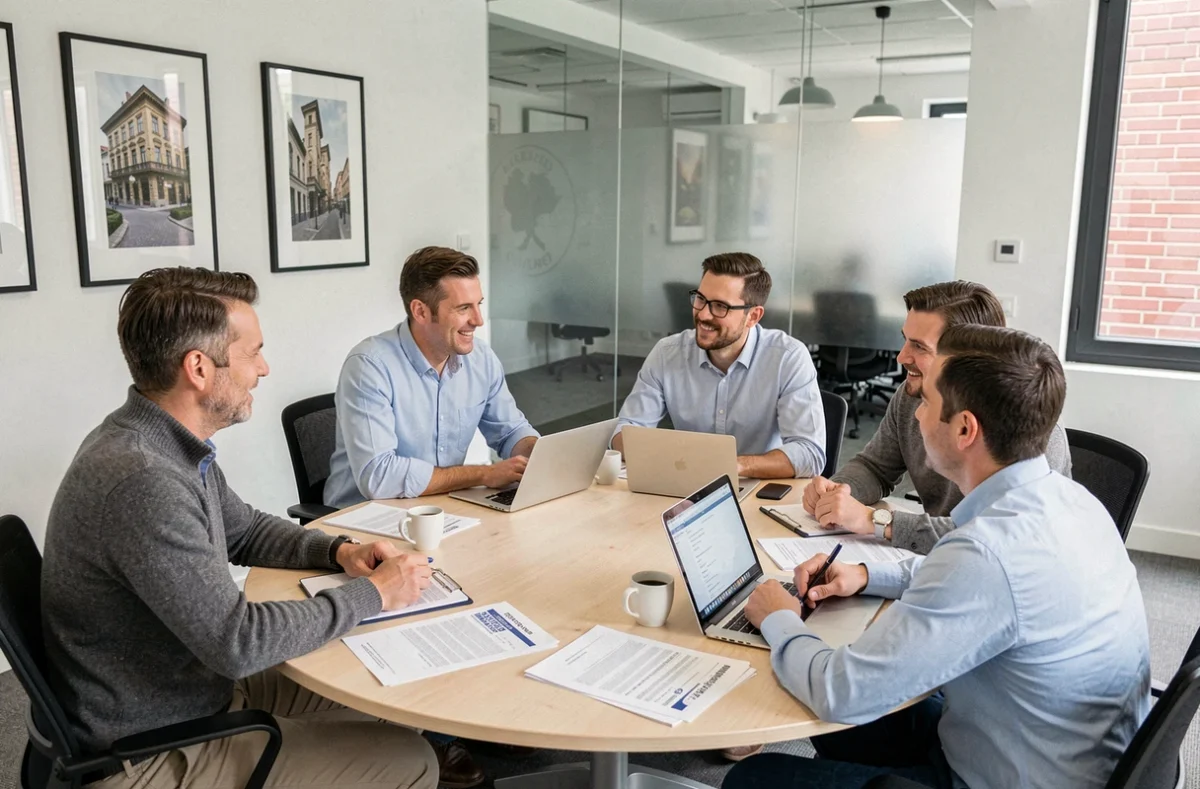 Réunion professionnelle autour du portage salarial à Toulouse avec une équipe de consultants indépendants