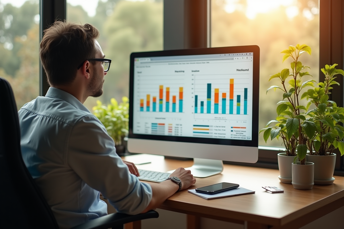 Personne analysant des données marketing à la maison